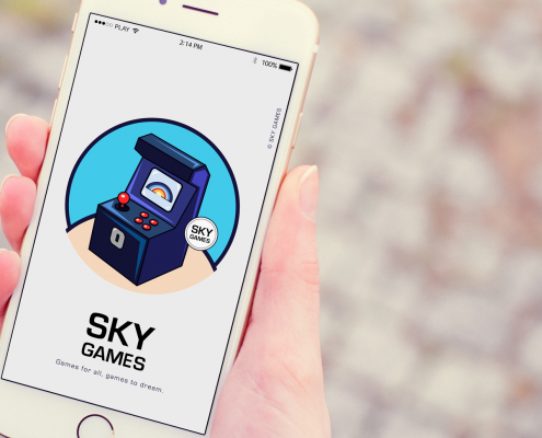 Logo Sky Games mini machine arcade écran de iPhone
